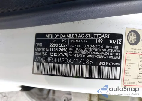 2013 Mercedes-Benz E 350 z USA, uszkodzony, nr VIN WDDHF5KB8DA717586